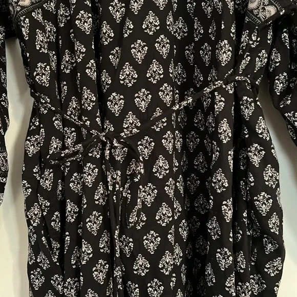 Old Navy boho Floral-Print Split-Neck Swing Blouson Sleeve Dress M - Picture 3 of 8